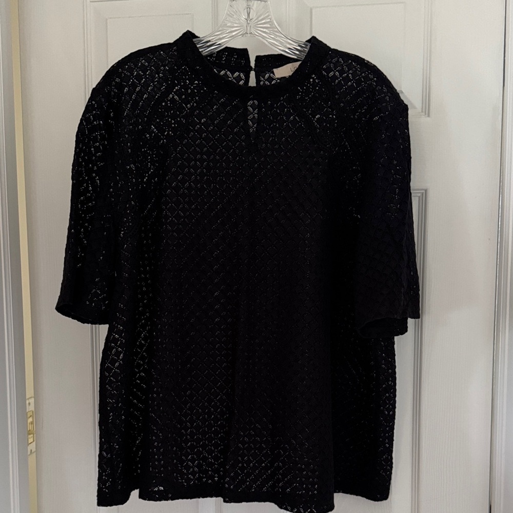 LOFT Black Textured Women's Blouse Size XL